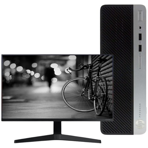 HP 중고컴퓨터 풀세트 7세대 400 G4 SFF i5-7400 16GB SSD240G 외장그래픽 24인치 중고모니터 LF24T354