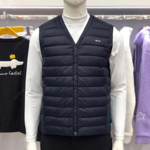 F/W 루이까스텔 남성 구스다운 브이넥 경량 패딩 조끼 3MRJP922N