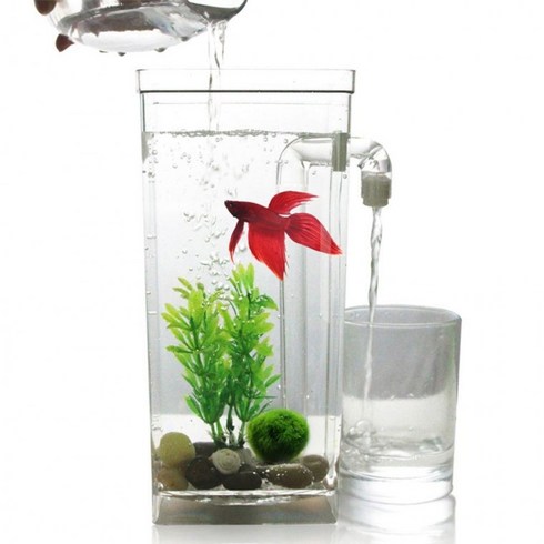 (1+1특가상품)물멍 자동 청소 어항 금붕어 구피 해수어 베타 키우기, 자동청소어항