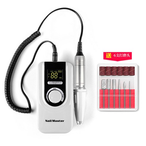 휴대용 셀프 젤네일드릴 쏙오프 머신 US-801 US-805 & US-803 Nail master, 화이트 6 개 그라인딩 헤드개, 1세트