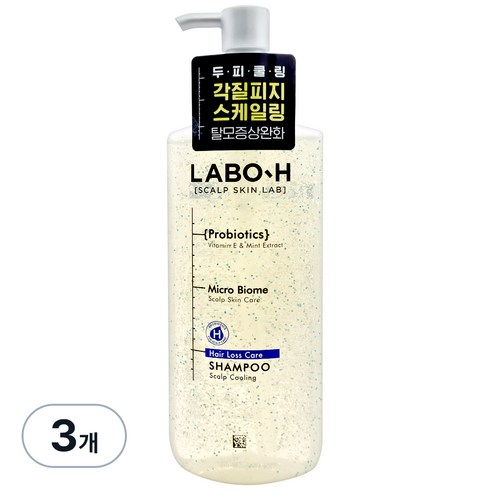 라보에이치두피쿨링 - 라보에이치 프로바이오틱스 탈모증상완화 샴푸 두피쿨링, 3개, 400ml