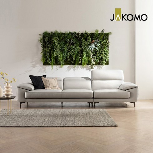 라미에르 4인 기능성 비텔로 통가죽 슈렁큰 천연면피 소가죽 소파, 화이트그레이