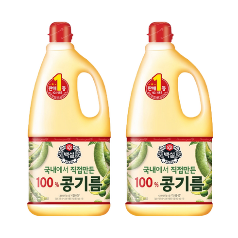 콩기름식용유 - 백설 콩기름, 1.8L, 2개