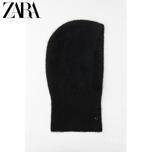 ZARA 여성용 알파카 블렌드 발라클라바 3739266 800, 검은 색