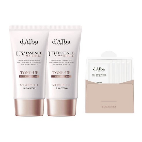 달바 워터풀 톤업 선크림 SPF 50+ PA++++ 50ml x 2p + 약산성 젤클렌저 15ml 세트, 1세트