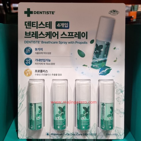 덴티스테스프레이 - DENTISTE 덴티스테 브레스케어 스프레이 구강케어 15ml X 4개 + 알콜스왑 1매 증정