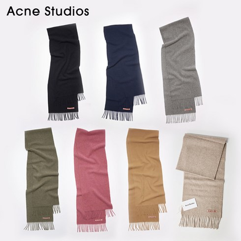 [ACNE STUDIOS] 아크네 스튜디오 머플러 스키니 여성용 남성용 / 캐나다 프린지 울 스카프 / NEW 핑크택