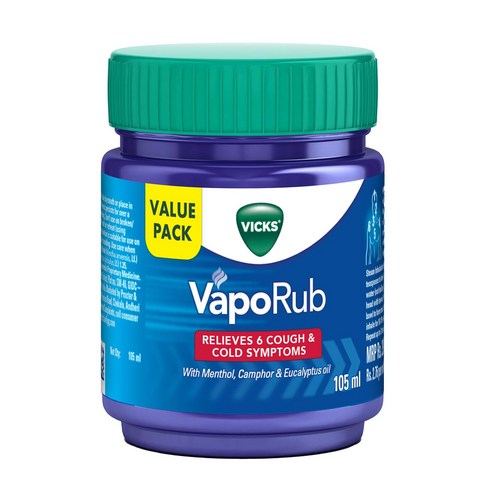 베이포럽연고 - Vicks Vaporub 감기 기침 코 막힘 두통 몸살 근육 경직 및 호흡 곤란 완화, 1개, 105g