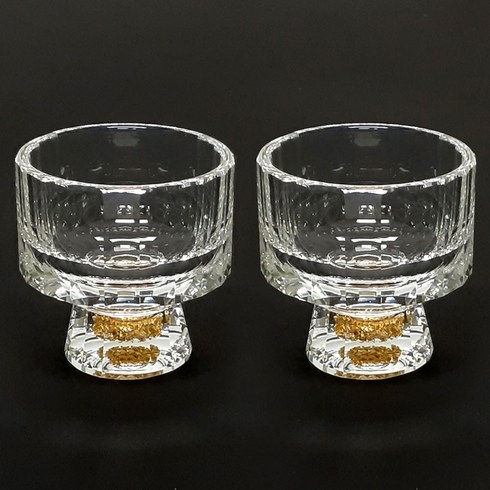 순금소주잔 - 토탈하우스 마시피렌체 크리스탈 소주잔 60ml 24K 금잔 술잔 (3156), 2개