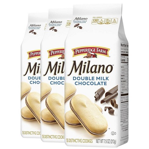 Pepperidge Farm 밀라노 쿠키 더블 밀크 초콜릿 75온스 3팩, Double Milk Chocolate, 7.5 Ounce (Pack of 3), 3개