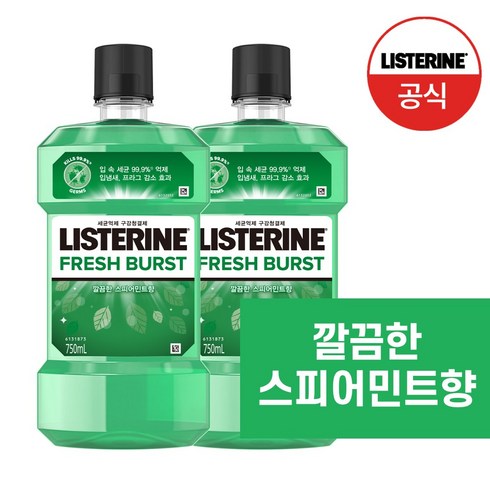 리스테린 후레쉬 버스트 구강청결제, 750ml, 2개