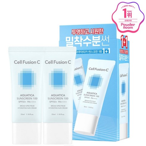 셀퓨전씨 아쿠아티카 썬스크린 1+1 기획세트, 2개, 35ml