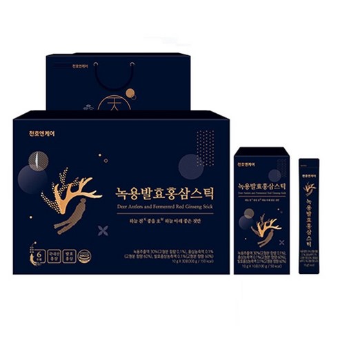 천호식품 발효 녹용 홍삼 스틱 진액 + 쇼핑백 10ml 30포, 1박스, 300g
