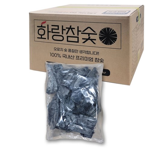 국내산 참숯 - 화랑참숯 백탄 개별 소분포장 국내산 참숯, 1개, 4kg