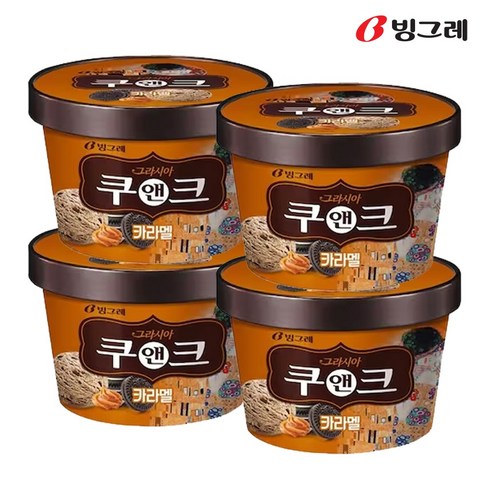 빙그레 투게더 쿠앤크 카라멜, 4개, 750ml