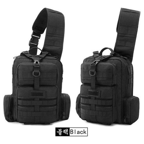 스타일닥터 카모플라쥬 대용량 멀티 아웃도어 숄더백 스포츠 전술 가슴 가방 크로스백 등산가방, 블랙