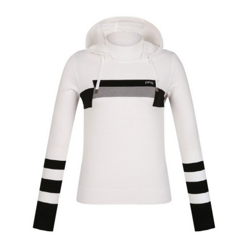 2023년 가성비 최고 핑골프웨어 - 핑골프웨어 KQF 121B3SR162_WH 화이트 여성 배색 하이넥 후드 긴팔 니트