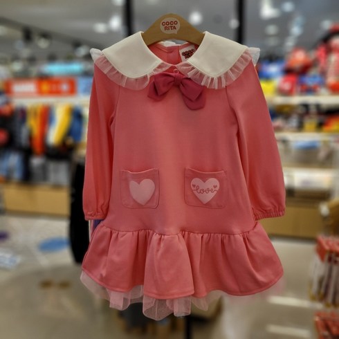 코코리따 깔끔 단정 사랑스런 레드 체크 와 핑쿠 핑크 스쿨룩 왕 리본 원피스