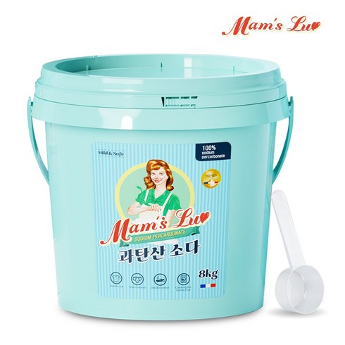 심플띵즈표백제 - 맘스럽 과탄산소다 버킷 8kg 스푼포함 초대용량 프리미엄 1등급원료 산소계표백제, 1개