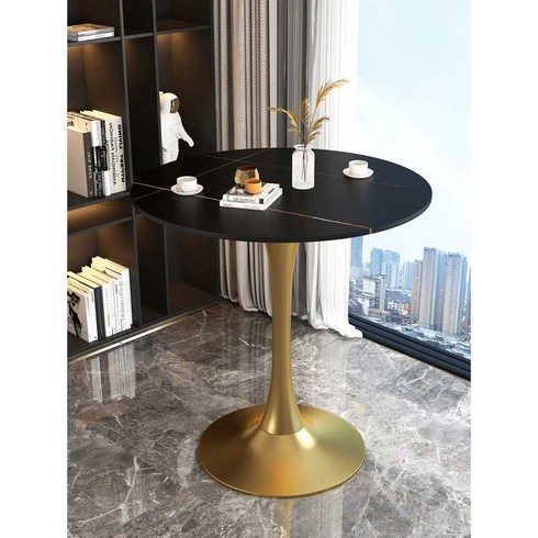 사리넨테이블 원형테이블 대리석 북유럽풍 식탁, 화이트 + 블랙 (직경 70 높이 75)