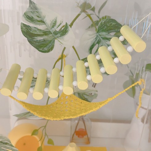크레스티드게코 - 야야랜드 파스텔 사다리 백업 출렁다리 징검다리 도마뱀 파충류 놀이터, 1개, 기본형 레몬옐로우