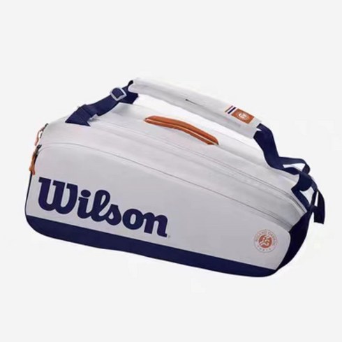 윌슨 WILSON 2021년 롤랑가로스 프랑스 오픈 테니스 가방 9팩 대용량 프로 배드민턴 가방 남녀, White