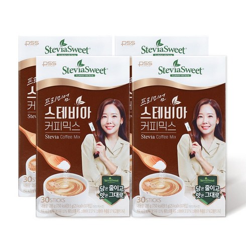 [본사직영] 펄세스 소유진 프리미엄 스테비아 커피믹스 30T x 3+1박스, 9.5g, 30개입, 4개