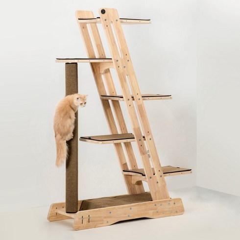 그린웨일 그린웨일 B7 원목 고양이 캣폴 캣타워, 브라운 카펫_일반 기둥(홀 미작업)
