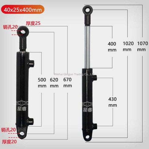 소형 유압 실린더 규격 피츠버그 유압유니트 2톤 3톤 양방향 단방향 프레스, 40X25X400개