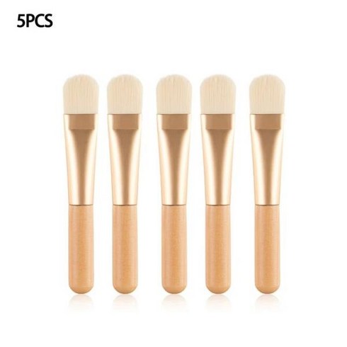 휴대용 페이셜 마스크 소프트 브러시 나무 손잡이 얼굴 스킨 케어 미용 화장품 도구 팬 모양 전문 메이크업 브러시 3 가지 색상, A 5PCS