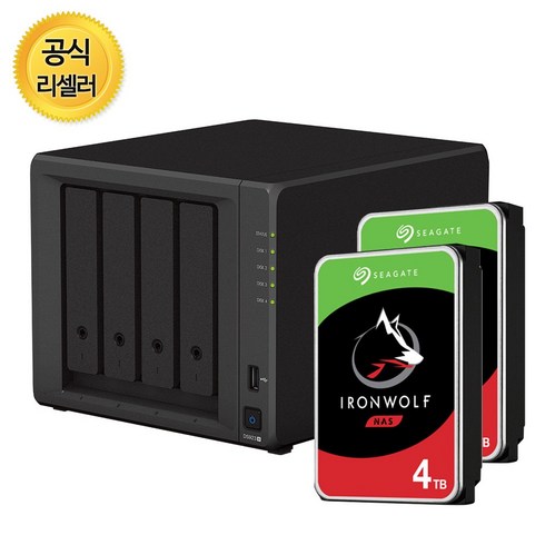 시놀로지 나스 정품 DS923+ NAS 4베이 HDD 씨게이트 하드 패키지, DS923+ 아이언울프 4TB x 2