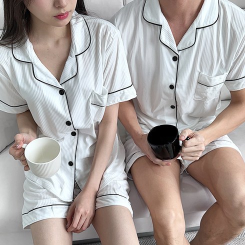 [수앤수]줄리엣 남녀 커플 파자마 잠옷세트 (24C021)