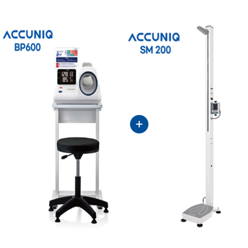 bp600 - 아큐닉 ACCUNIQ BP600 자동혈압계 + SM200 신장체중계 / 혈압계 의자 + 테이블 제공 / 메디터치 키오스크 연동 가능, 1개