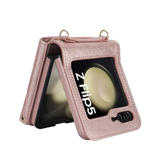 삼성 Z FLIP6 전화 케이스 FLIP5 가죽 W24 조개 껍질 W23FLIP 새로운 안티 드롭 4 풀 패키지 소프트 쉘 남성과 여성을위한 크로스 바디 랜야드 모델 심플 비즈니스