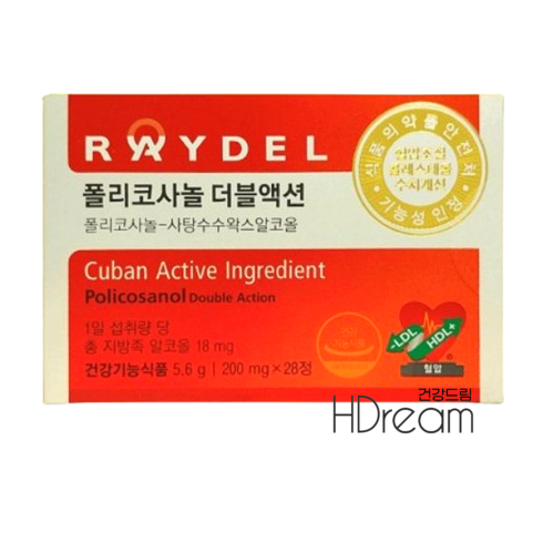 2023년 가성비 최고 폴리코사놀 더블액션 - 레이델 폴리코사놀 더블액션 정품 김명민 콜레스테롤 영양제 HD 혈행개선 폴리코사놀, 28정, 1개