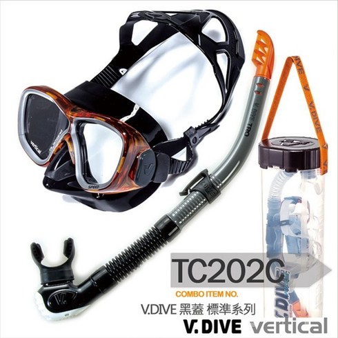 프리 다이빙 스노쿨링 고글 마스크 근시 스쿠버 장비, TC202C세트마스크+드라이튜브+버킷스루오렌지