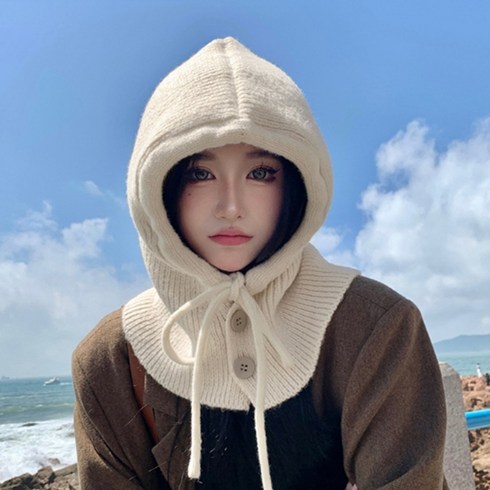 투버튼 단추 바라클라바 넥워머 후드 목도리 겨울