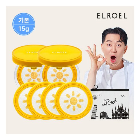 엘로엘선쿠션 - [엘로엘(화장품)] [엘로엘] 파데프리 선쿠션 15g 본품2+리필4+비닐 파우치 증정_ELROEL, 상세 설명 참조, 상세 설명 참조