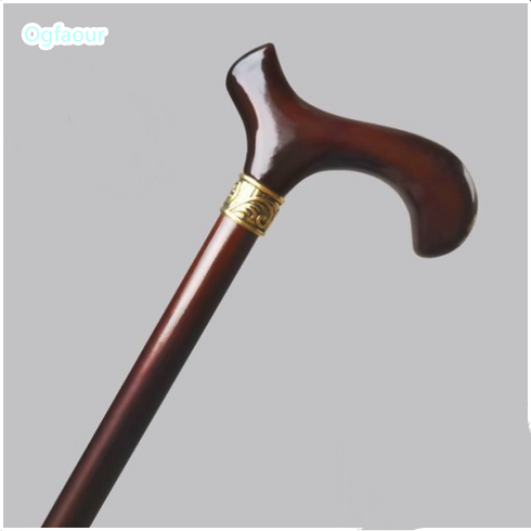Ogfaour 심플 어르신 지팡이 원목 노인 경량지팡이 미끄럼방지, A 심플밤색(키 161-165) + 1개