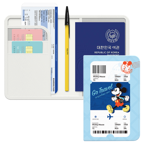 1+1 디즈니 트래블 해킹방지 여권 케이스 안티스키밍 RFID차단 디자인 여권 지갑 원쁠원 커플템 가족템 여행필수템