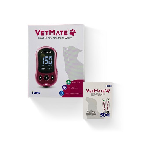 vetmate - 동물용 혈당측정기 벳메이트 + 혈당측정지 50매, 1세트