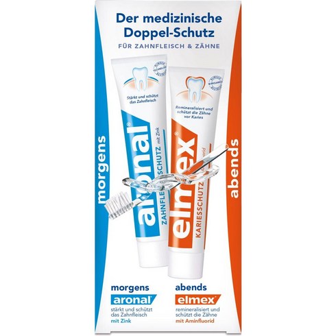 ELMEX [독일내수정품] ARONAL/ELMEX 잇몸 & 치아 이중 보호 치약 2X75ml, 2개, 75ml
