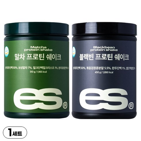 ES 이츠스포츠 말차+블랙빈 식물성 프리미엄 데일리 프로틴 쉐이크, 1세트, 510g