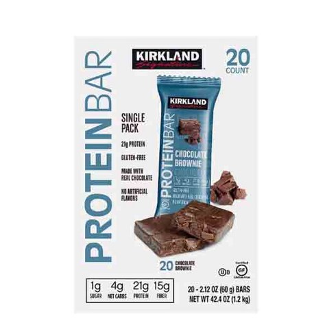 2023년 가성비 최고 커클랜드프로틴바 - Kirkland Signature 초콜렛 브라우니 고단백질 프로틴 바 60g 20팩, 20개