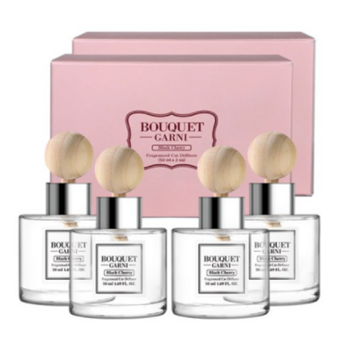 부케가르니 차량용 디퓨저 50ml, 블랙체리, 소프트코튼, 4개