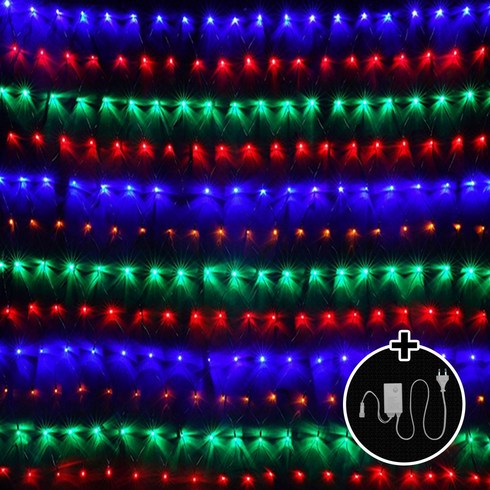 2023년 가성비 최고 폭포수전구 - 탄탄 LED 고드름/커튼/네트/폭포수 벽트리전구 (전원잭 포함), LED 240구 연결 네트, 투명선/4색
