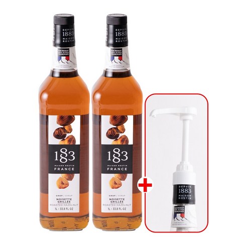 1883헤이즐넛시럽 - 1883 로스티드 헤이즐넛 시럽 1000ml 2개 +1883 범용 시럽 펌프 화이트 1개 세트, 1L