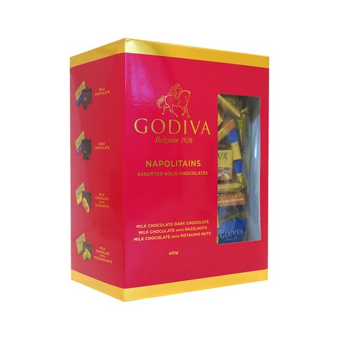 고디바 벨기에 나폴리탄 4가지맛 발렌타인 프리미엄 초콜렛 선물박스, 1박스, 446g