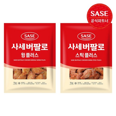 사세 쏘스치킨 윙봉 300gx8봉 순살 375gx2봉 - 사세 버팔로스틱 1kg+버팔로윙 1kg, 2개, 1kg