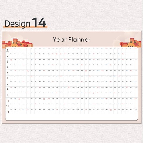 (기간변경가능)2024년 포스터 벽달력 캘린더 플래너 연간계획표 스케줄러, 디자인14, 기간별도요청(시작년월을 추가문구란에 적어주세요)